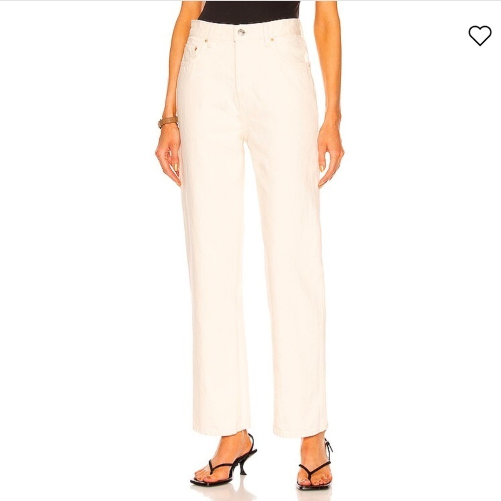 GRLFRND Amanda Mid Rise Loose Straight Fit Cream Off White Jeans